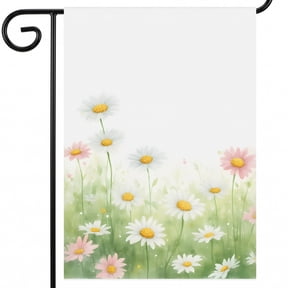 Summer Flag 28x40 A Bunch Of White And Pink Flowers On A Green Background Garden Flag Double Sided Standard 28x40 For Home Exterior Aesthetic