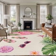 thumbnail image 1 of Summer Flamingo Area Rugs 6'x9', Washable Small Throw Rugs for Kitchen Dining room, Tropical Plants Botanical Floral Rustic Indoor Outdoor Rug Non-Slip Low Pile Carpet Runner Reversible Floor Mats, 1 of 8