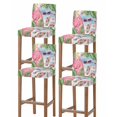 thumbnail image 1 of Summer Flamingo Bar Stool Covers Set of 4, Tropical Plants Botanical Blue Ombre Wood Stretch Bar Chair Covers with Backs, Removable Pub Counter Height Chair Cover for Kitchen Dining Room Cafe, 1 of 7
