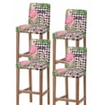 thumbnail image 1 of Summer Flamingo Bar Stool Covers Set of 4, Tropical Plants Botanical Floral Black Plaid Stretch Bar Chair Covers with Backs, Removable Pub Counter Height Chair Cover for Kitchen Dining Room Cafe, 1 of 7