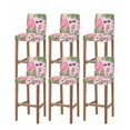 thumbnail image 1 of Summer Flamingo Bar Stool Covers Set of 6, Tropical Plants Botanical Floral Pink Plaid Stretch Bar Chair Covers with Backs, Removable Pub Counter Height Chair Cover for Kitchen Dining Room Cafe, 1 of 7