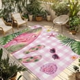 thumbnail image 1 of Summer Flamingo Outdoor Rug for Patio/Deck/Porch, Non-Slip Large Area Rug 4 x 6 Ft, Tropical Plants Botanical Floral Pink Plaid Indoor Outdoor Rugs Washable Area Rugs, Camping Rug Carpet Runner, 1 of 8