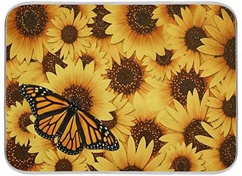 Summer Flamingos Dish Drying Mats for Kitchen Counter Sink 18x24 in