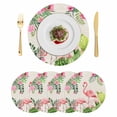 thumbnail image 1 of Summer Flamingos Round 13 Inch Placemats Set of 4, Tropical Pink Botanical Flowers Cactus HeatResistant Non Slip Place Mats for Dining Table, Wipeable Braided Kitchen Table Mats for Housewarming, 1 of 9