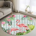 thumbnail image 1 of Summer Flamingos Round Area Rug 3.3Ft Washable Circle Rugs for Dining Room Table, Tropical Flowers Leaves Cactus Plaid Non-Slip Carpet Floor Mats Indoor Outdoor Carpet Runner Aesthetic Home Decor, 1 of 8