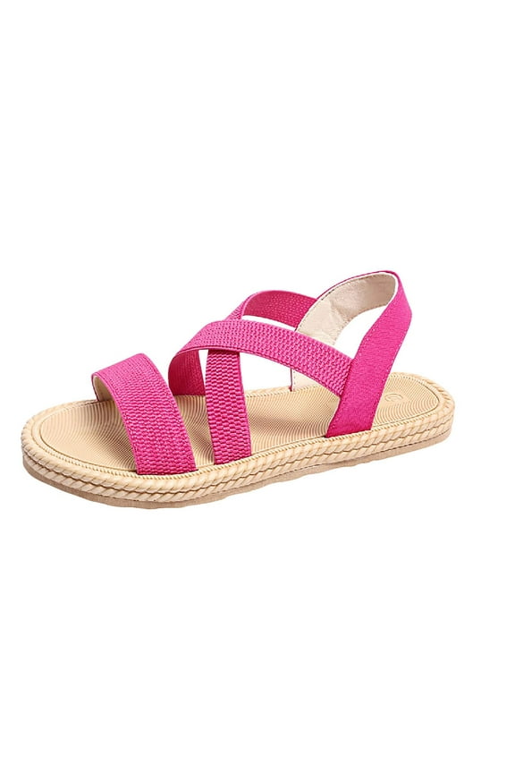 Summer Flat Sandals for Women 2025 Boho Beach Open Toe Shoes Ankle Strap Footwear Comfortable