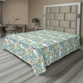 thumbnail image 1 of Summer Flat Sheet, Flamingo Pattern with Leaves Modern Style Hawaiian Repetitive Design, Soft Comfortable Top Sheet Decorative Bedding 1 Piece, Queen Size, Rose Pale Green Seafoam, by Ambesonne, 1 of 1