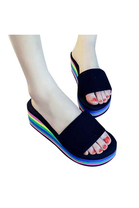 Summer Flat Slide Sandals For Womens Platform High Heel Comfy Nonslip Casual Water Sandals