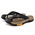 thumbnail image 1 of Summer Flats Male Flip Flops Slides Handmade Mens Slippers Leather Sandals Outdoor Beach Shoes Men's Breathable Walking Shoes, 1 of 6