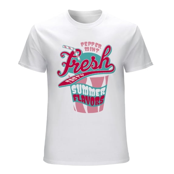 Summer Flavors Men’s Graphic T-shirt Vintage Short Sleeve Sport Tee White 2XL