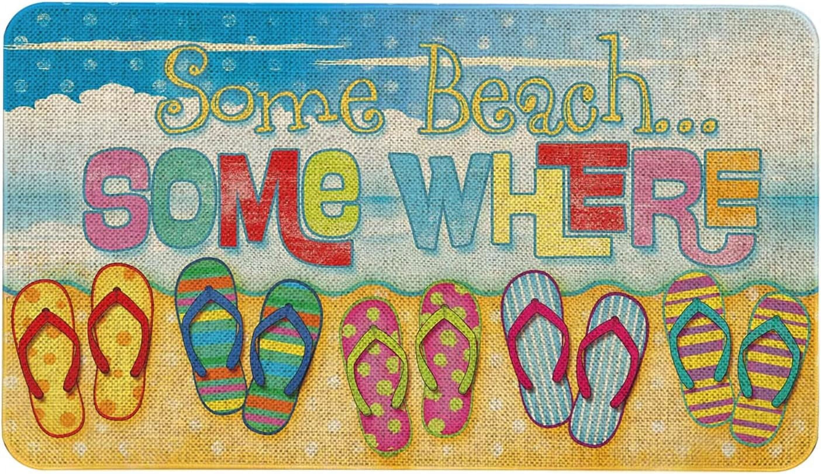 Summer Flip Flops Door Mat 30 X 17 Inch Some Beach Some Where Doormat Indoor Outdoor Entrance Floor Mat Non Slip Spring Summer Decor Rubber Welcome Mats