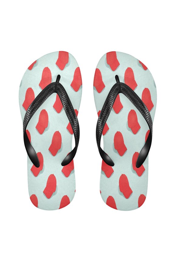 Summer Flip Flops Non-Slip Lightweight Rubber Sandals Vacation Beach Essentials Baseball Cap Design