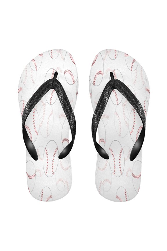 Summer Flip Flops Non-Slip Lightweight Rubber Sandals Vacation Beach Essentials Baseball Seamless Pattern