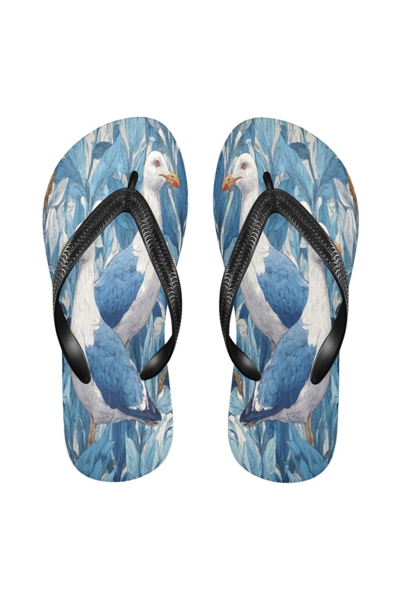 Summer Flip Flops Non-Slip Lightweight Rubber Sandals Vacation Beach Essentials Blue Seagull
