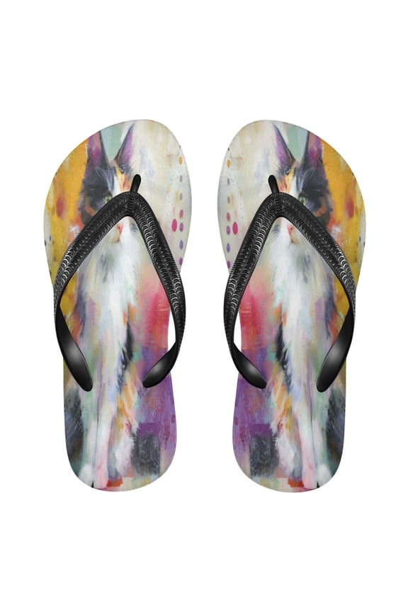 Summer Flip Flops Non-Slip Lightweight Rubber Sandals Vacation Beach Essentials Charming Hairy Cat