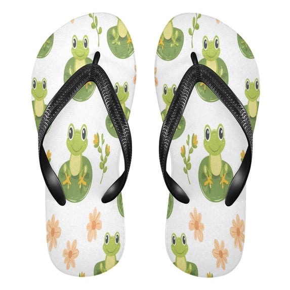 Summer Flip Flops Non-Slip Lightweight Rubber Sandals Vacation Beach Essentials Cute Frog Pattern