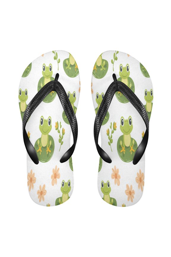 Summer Flip Flops Non-Slip Lightweight Rubber Sandals Vacation Beach Essentials Cute Frog Pattern