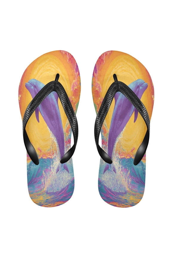 Summer Flip Flops Non-Slip Lightweight Rubber Sandals Vacation Beach Essentials Energy Full Dolphins