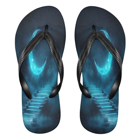 Summer Flip Flops Non-Slip Lightweight Rubber Sandals Vacation Beach Essentials Ethereal Moonlit Night Background