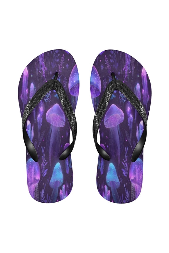 Summer Flip Flops Non-Slip Lightweight Rubber Sandals Vacation Beach Essentials Neon Jellyfish Pattern