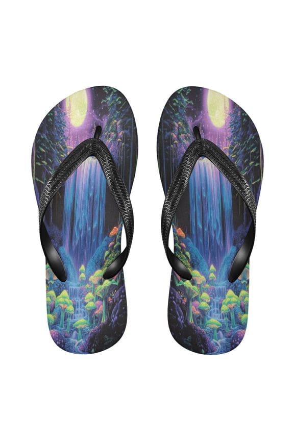 Summer Flip Flops Non-Slip Lightweight Rubber Sandals Vacation Beach Essentials Neon Oversized Waterfall