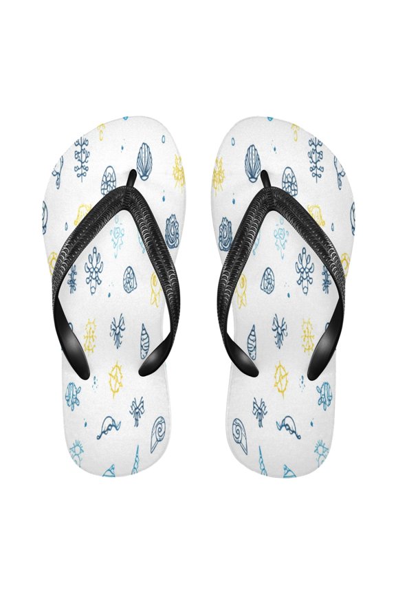 Summer Flip Flops Non-Slip Lightweight Rubber Sandals Vacation Beach Essentials Small Sea Creatures Pattern