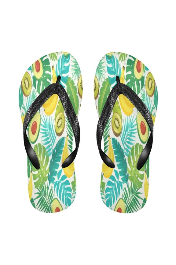 Summer Flip Flops Non-Slip Lightweight Rubber Sandals Vacation Beach Essentials Tropical Fruit Pattern