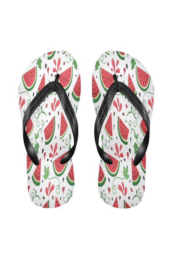 Summer Flip Flops Non-Slip Lightweight Rubber Sandals Vacation Beach Essentials Watermelon Decorative Pattern