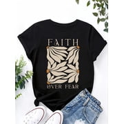 Summer Floral 100% cotton Casual Crew Neck Short Sleeve T-Shirt for Women
