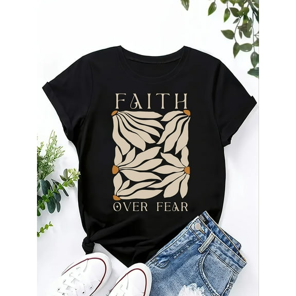 Summer Floral 100% cotton Casual Crew Neck Short Sleeve T-Shirt for Women