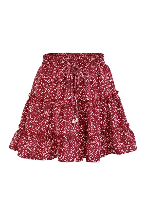 Summer Floral Chiffon Skirts Women High Waisted Vintage Ruffles Printing Mini Skirt Casual Holiday Beach A-Line Skirts