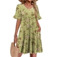 thumbnail image 1 of Summer Floral Dresses for Women 2026 Wrap V Neck Dress Fashion Casual Going Out A-Line Ruffle Short Sleeve Sundress, 1 of 5