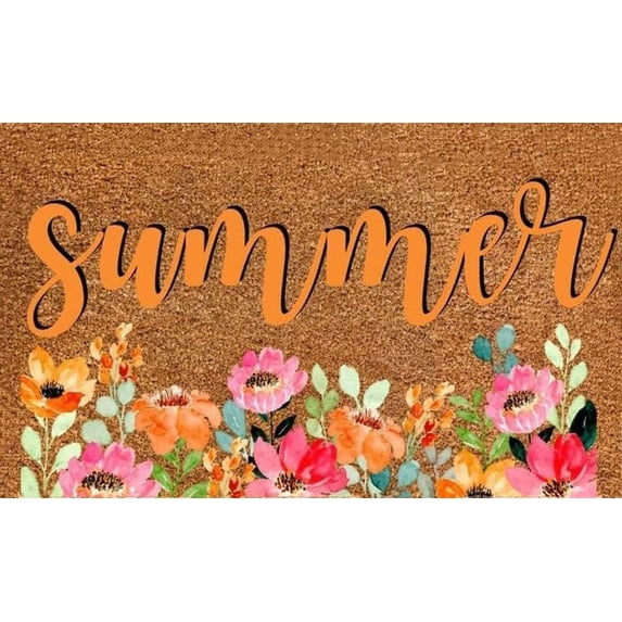 Summer Floral Front Door Mat Welcome Decorative Doormat Non Slip Rubber Backing Outdoor Indoor Entryway Floor Mats Rugs for Home Kitchen Bathroom Decor 16 x 24 Inch