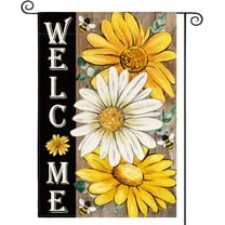 Summer Floral Garden Flag 12x18 Inch Double Sided Outside, Daisy Sunflower Welcome Seasonal Yard Outdoor Flag