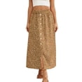thumbnail image 1 of Summer Floral Maxi Skirts For Women Elastic High Waist Single Breasted Flowy Casual Vacation Beach Skirt (XL, Khaki), 1 of 6