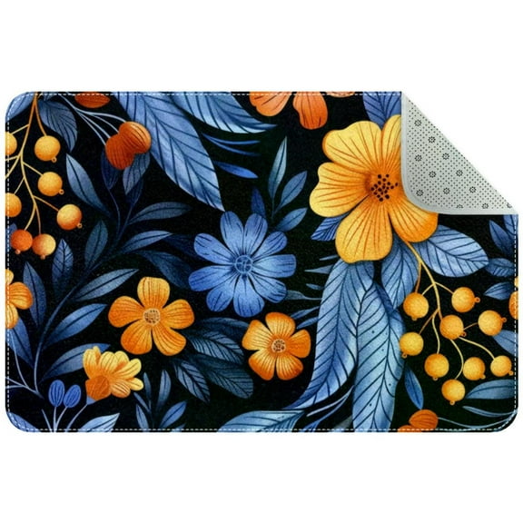 Summer Floral Pattern Entryway Rug, 2x3 Area Rug Indoor Door Mat Non-slip Washable Floor Carpet Rug for Bedroom Office Dining Room Bathroom