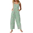 thumbnail image 1 of Summer Floral Print Boho Overalls for Women 2026 Plus Size Wide Leg Jumpsuit Pants Rompers with Pockets L, 1 of 4