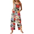 thumbnail image 1 of Summer Floral Print Boho Overalls for Women 2026 Plus Size Wide Leg Jumpsuit Pants Rompers with Pockets S, 1 of 4