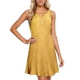 thumbnail image 1 of Summer Floral Print Casual Dress for Women Sleeveless Button Down Collar Loose Fit Mini Flowy Day Dress V Neck Yellow S, 1 of 6
