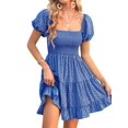 thumbnail image 1 of Summer Floral Print Women Square Neckline Ruffle Mini Dress, 1 of 6