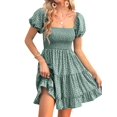 thumbnail image 1 of Summer Floral Print Women Square Neckline Ruffle Mini Dress, 1 of 6