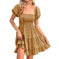 thumbnail image 1 of Summer Floral Print Women Square Neckline Ruffle Mini Dress, 1 of 6