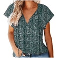 thumbnail image 1 of Summer Floral Printed Tops Short Sleeve Blouses for Women Casual Boho V Neck Tops Drawstring Short Sleeve T Shirt Blouses, 1 of 2