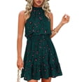 thumbnail image 1 of Summer Floral Printing Bohemian Halter Neck Sleeveless Chiffon Dress, 1 of 4