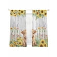 thumbnail image 1 of Summer Floral Sheer Curtains 2 Panels Set Watercolor Farm Cow Farmhouse Sunflower Fence Wood Grain Sheer Window Curtains Light Filtering Rod Pocket Voile Drapes for Bedroom Living Room 52"X72", 1 of 9
