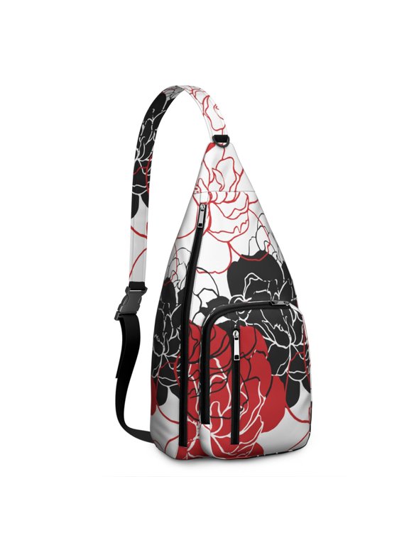 Summer Floral Sling Backpack - Tropical Flower and Leaves Design, Lightweight Travel Companion