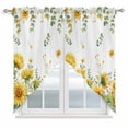 thumbnail image 1 of Summer Floral Swag Valances for Windows 2 Pack Watercolor Rustic Farmhouse Sunflower Eucalyptus Leaves Swag Kitchen Curtains 63 Inches Long Rod Pocket Short Window Treatment for Kitchen 36"x63", 1 of 9