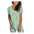 thumbnail image 1 of Summer Floral Tops for Women Classic V Neck Tshirts Short Sleeve Cute Tops Casual Loose Blouse Tunic, 1 of 8