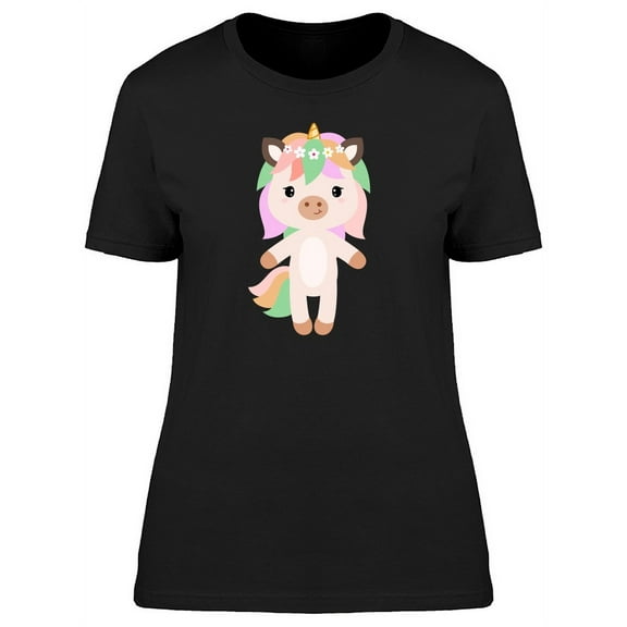 Summer Floral Unicorn Cartoon T-Shirt Women -Image by Shutterstock, Female XX-Large