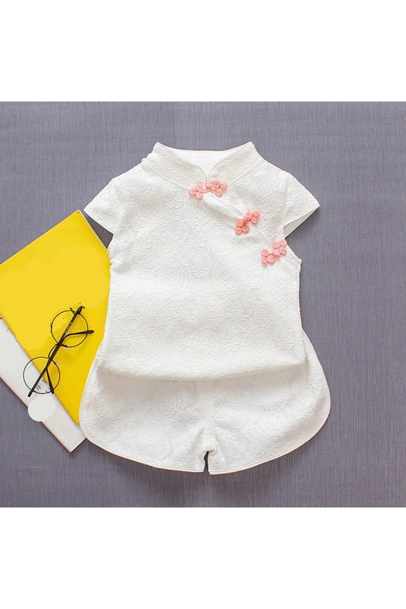 Summer Flower Cheongsam Kid Qipao Children Dress Skirt Tang Suit Cute Toddler Chinese Traditional Girls Outfit Size 6-12 Months